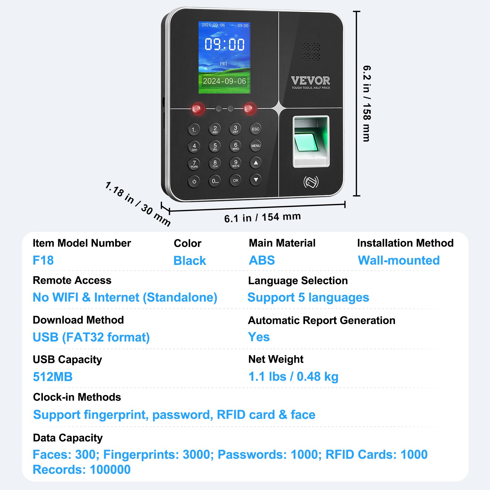 Time Clock Machine Insteuctions VEVOR Time Clocks for Employees Small Business with Face, Fingerprint ...