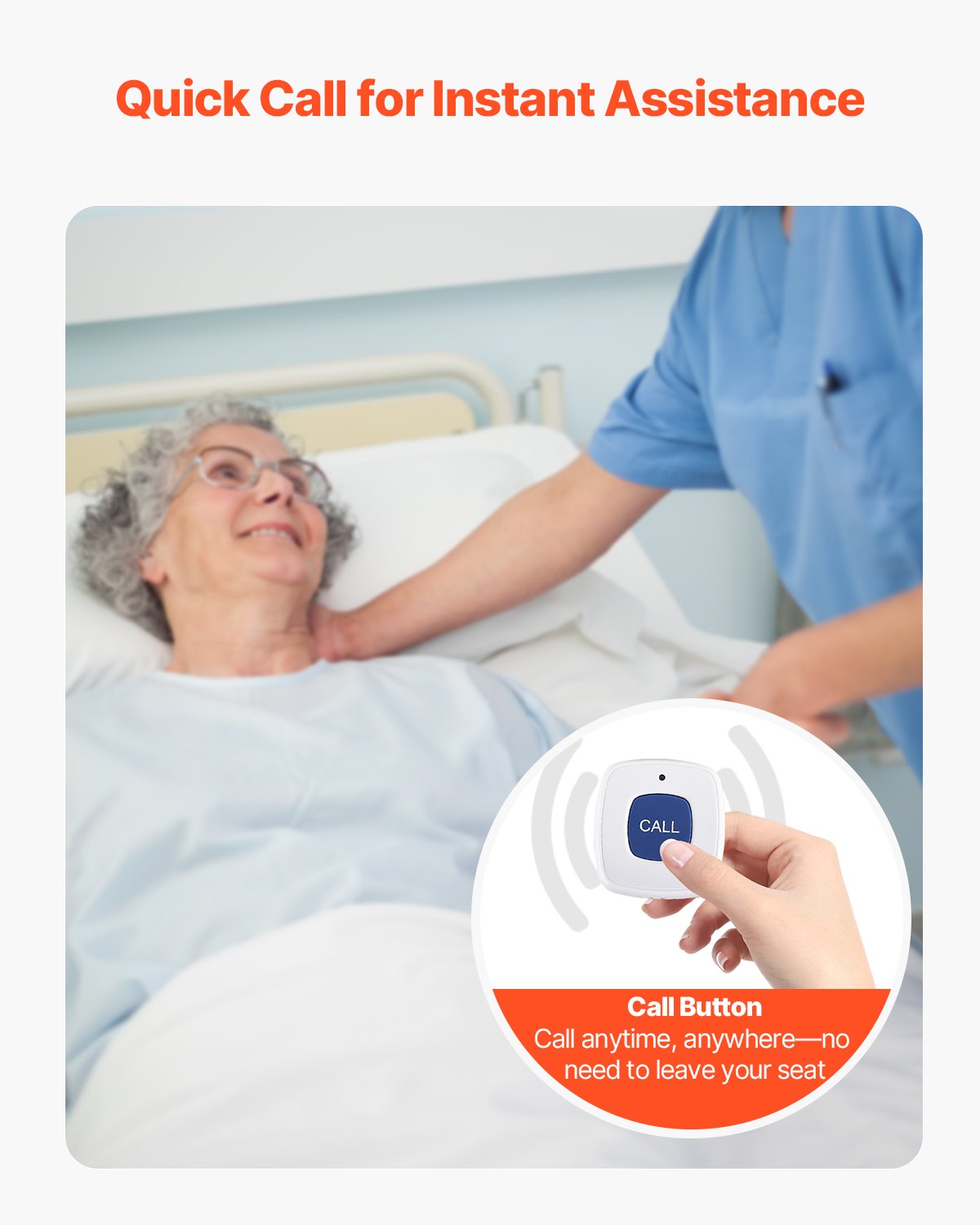 VEVOR Early Alert Bed Alarm System, Wireless Bed Sensor Pad with Call ...