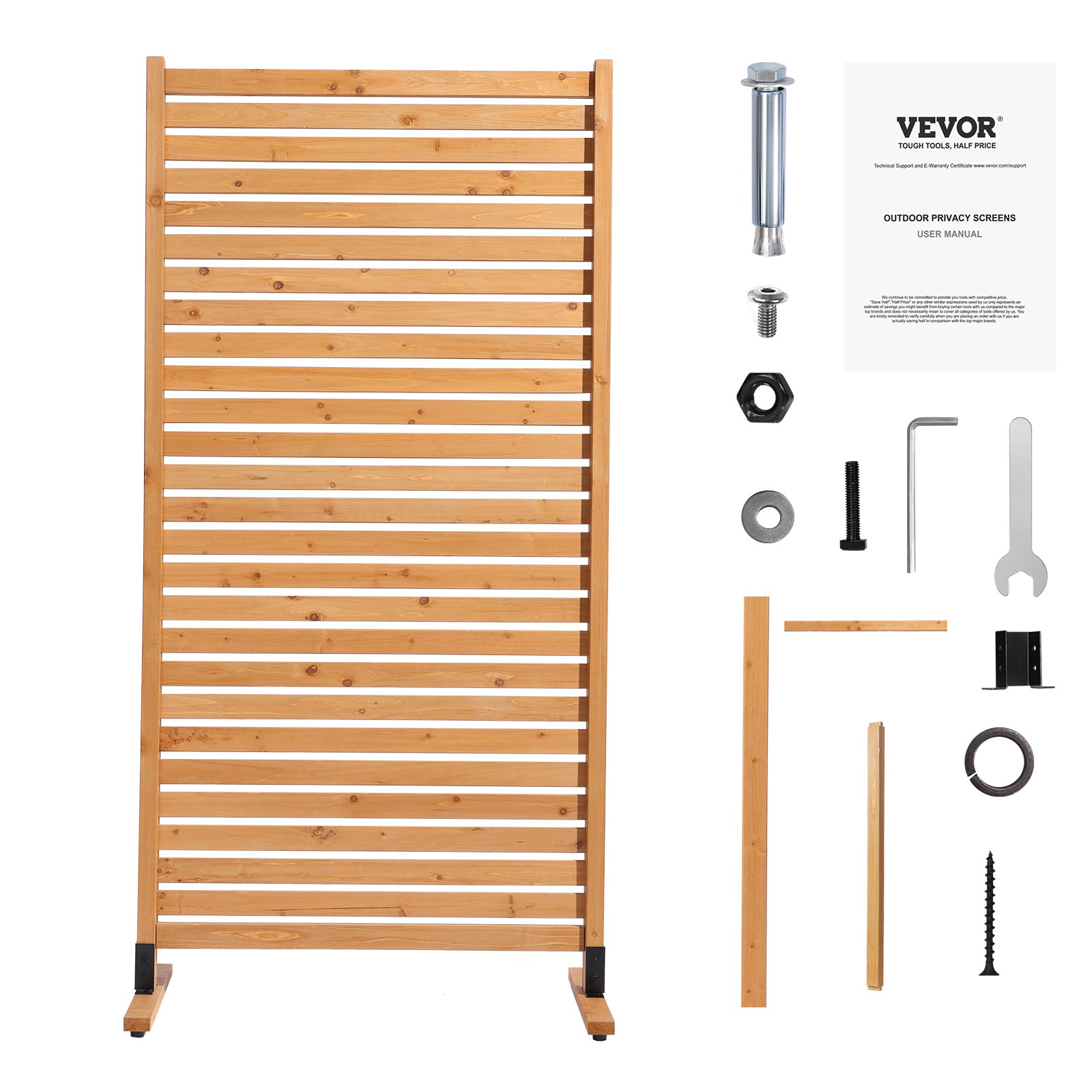 VEVOR Freestanding Privacy Fence — Stainless Steel Frame