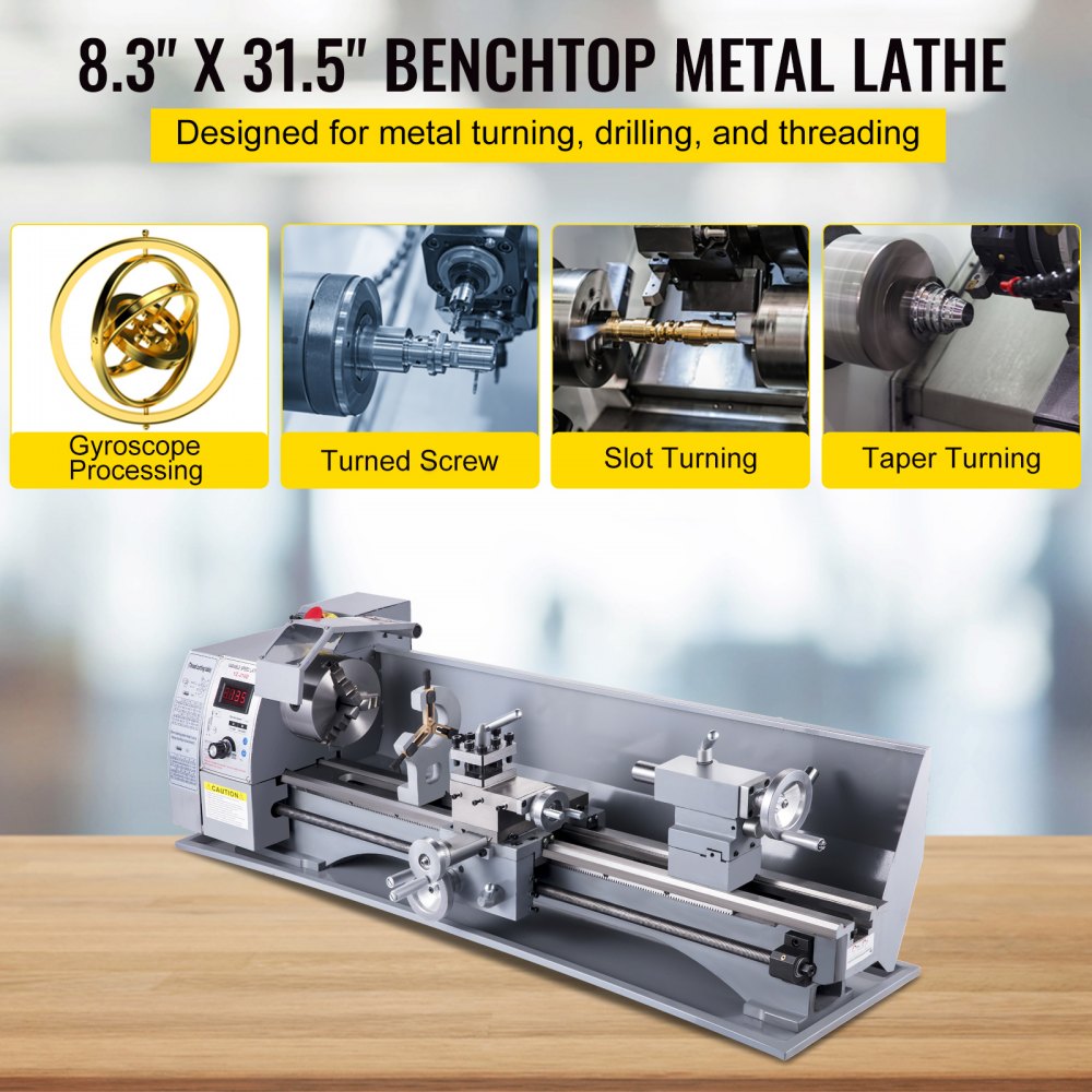 VEVOR Metal Lathe, 8.3 x 31.5 inch Mini Lathe Machine, 2500 RPM Variable  Speed Change, 850W Precision Mini Lathe, Metal Working Lathe with Brushless 