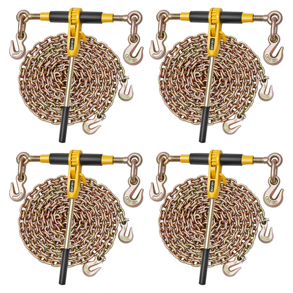 VEVOR Ratchet Chain Binder, 5/16 in x 12.8 ft G80 Chains, 8000 lbs ...