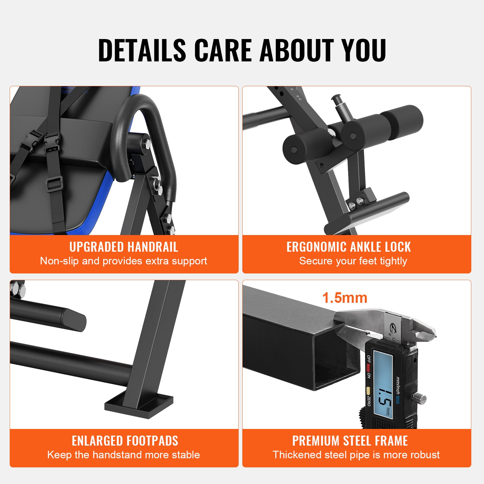 VEVOR Inversion Table, 300 lbs Capacity Heavy Duty Inversion Table ...