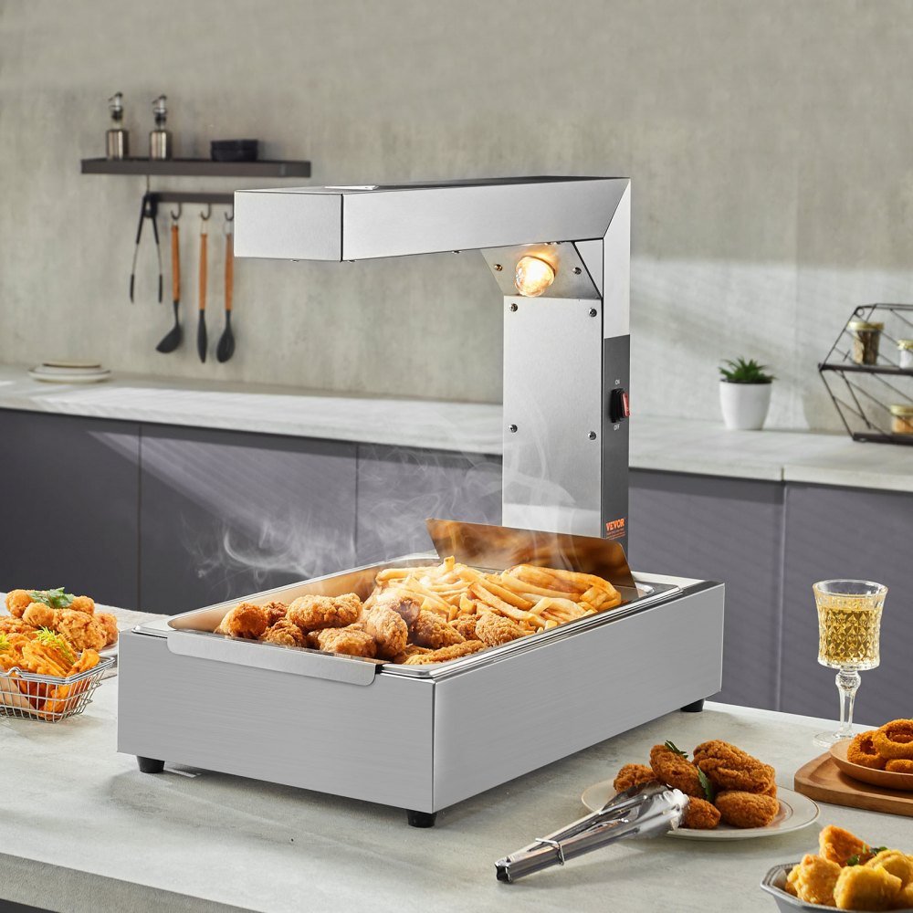 VEVOR French Fry Food Warmer, 750W Commercial Food Heating Lamp ...