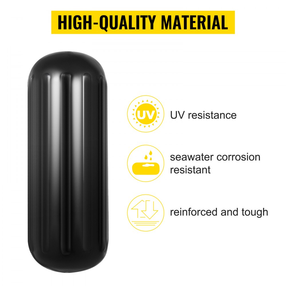 VEVOR Boat Fenders 10 x 28 inches, Vinyl Boat Fender Pack of 4, Ribbed Twin Eyes Boat Bumpers