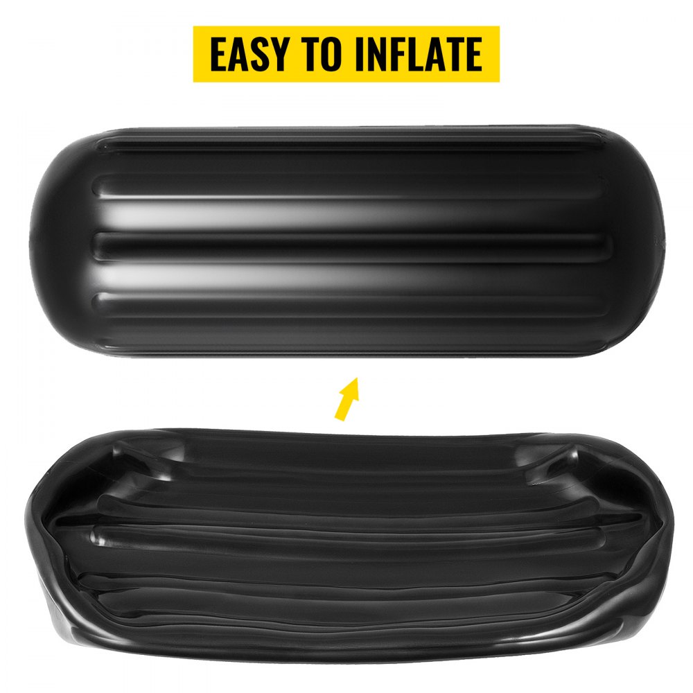 VEVOR Boat Fenders 10 x 28 inches, Vinyl Boat Fender Pack of 4, Ribbed Twin Eyes Boat Bumpers