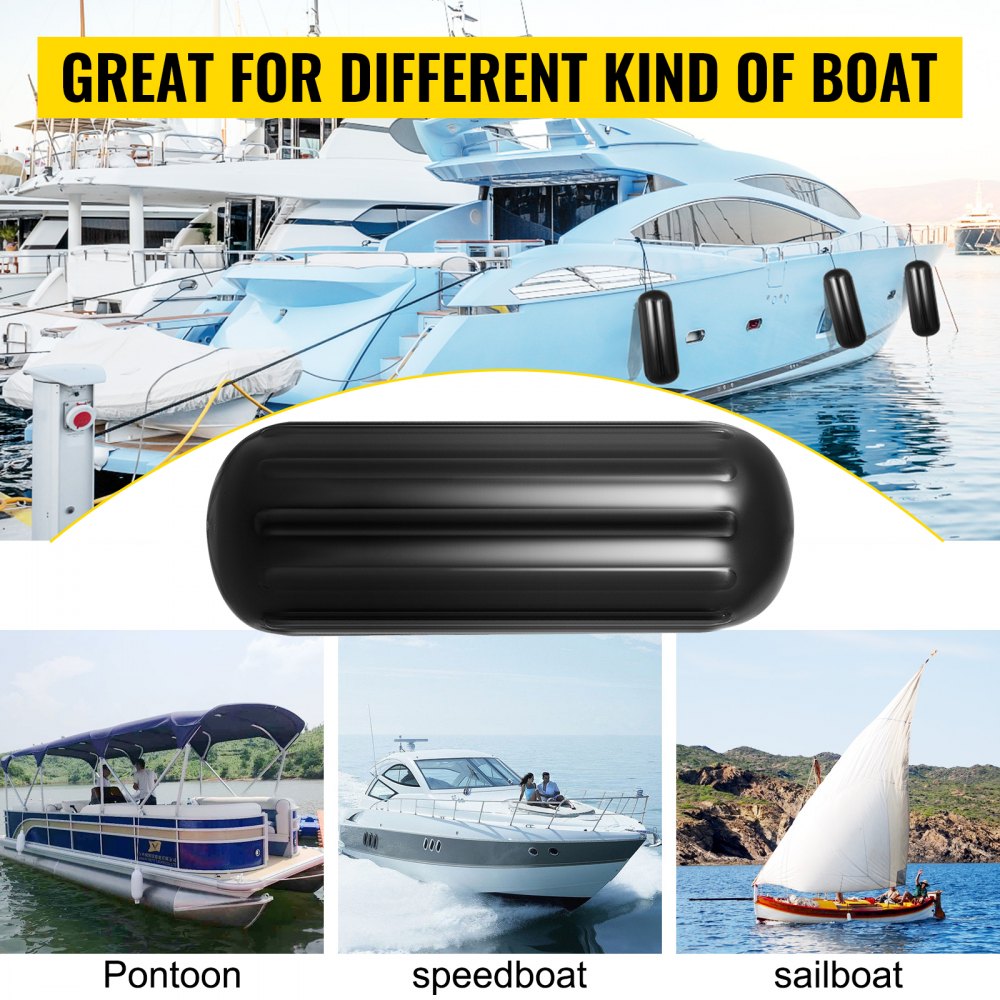 VEVOR Boat Fenders 10 x 28 inches, Vinyl Boat Fender Pack of 4, Ribbed Twin Eyes Boat Bumpers