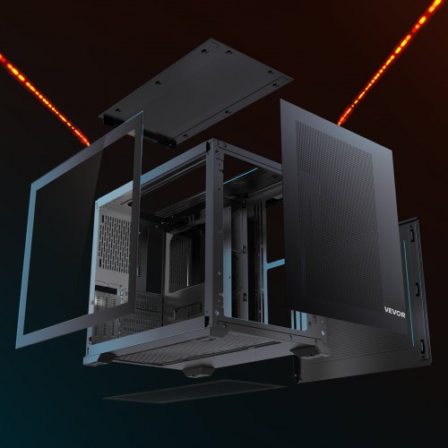 Mid-Tower PC Case Dual Chamber Gaming Computer Case for ATX Motherboard ...