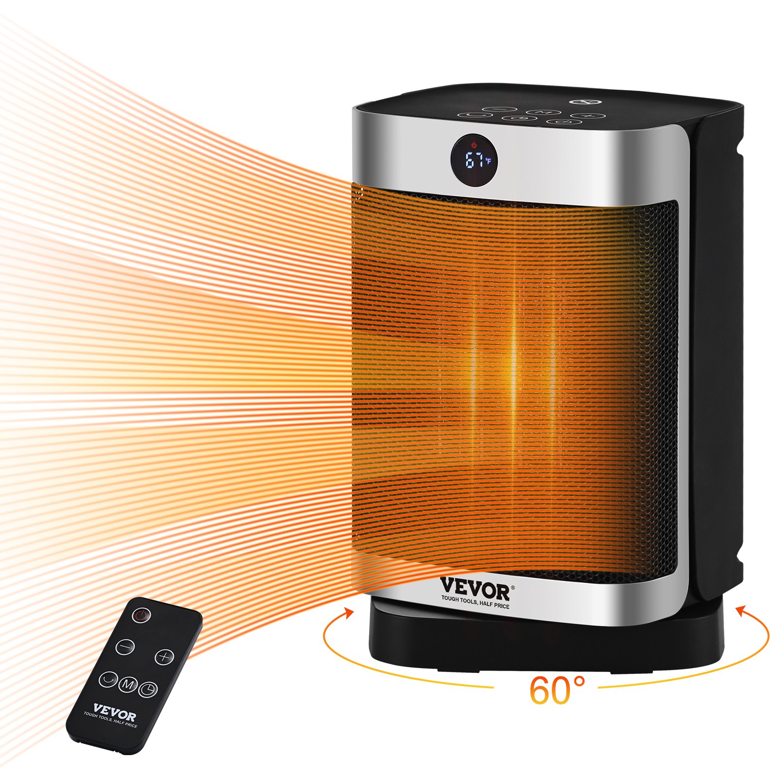 Best Space Heater With Thermostat VEVOR Electric Space Heater with Thermostat Remote Control, 2-Level
