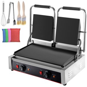 VEVOR Commercial Sandwich Panini Press Grill 2X1800W Double Flat