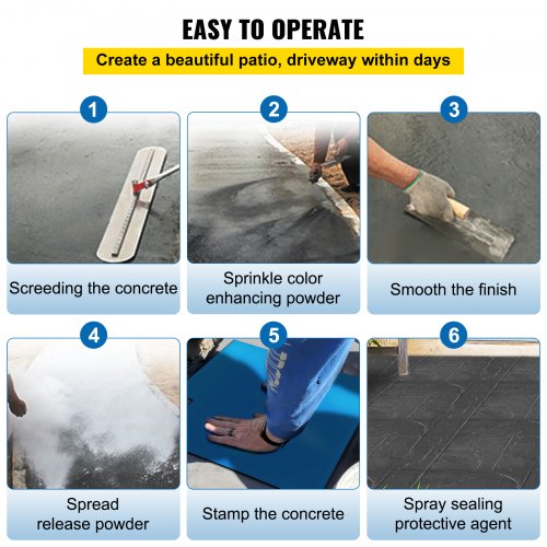 Concete Textuing Skin, 24"x24" Concete Stamps Mats Set Polyurethane Concrete Stamping Mats Slate Concrete Stamps 4 Pcs Realistic Concrete Texture Ma%2f15434117781