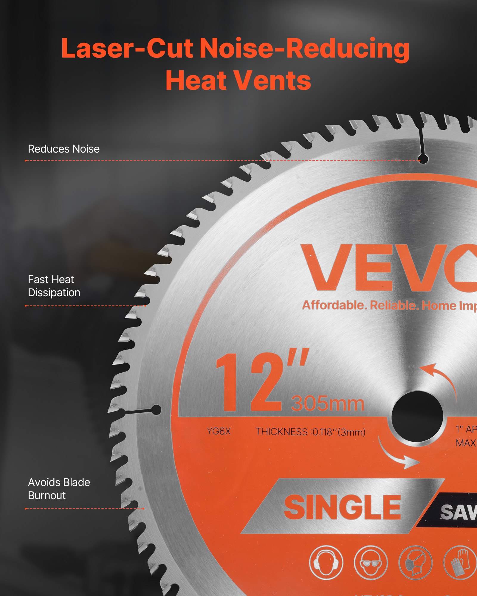 VEVOR Circular Saw Blade 12 Inch – 80 Teeth, 4500 RPM