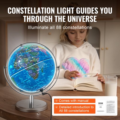 MUCC  惡-The brightness world VEVOR Illuminated World Globe with Stand, 9 in/228.6 mm
