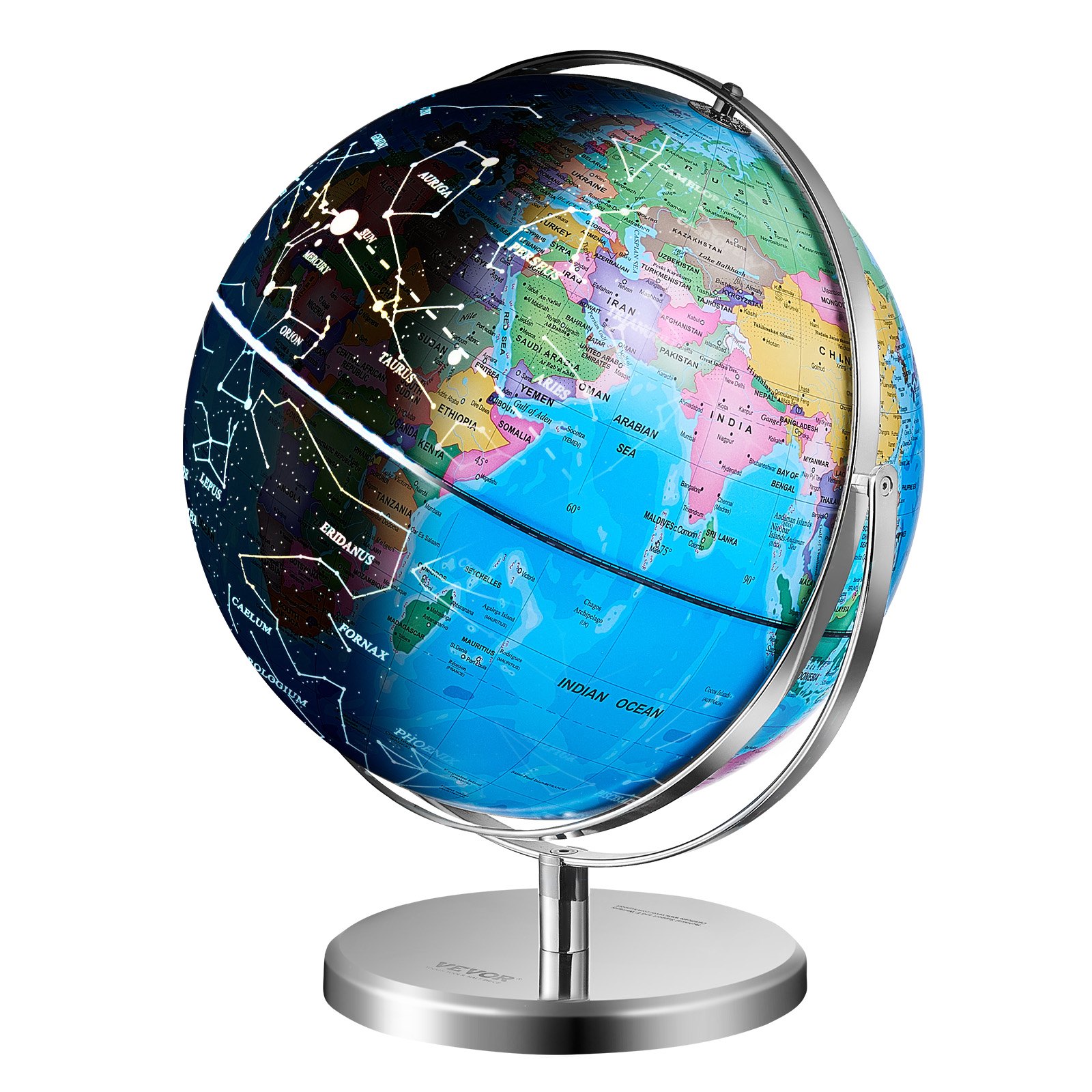VEVOR Illuminated World Globe with Stand, 9 in/228.6 mm, Educational ...