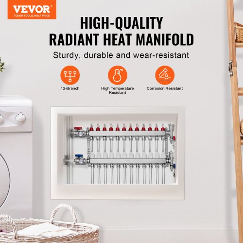Heat Your Space Right! Uimoso 2-12 Branch Radiant Heat Manifold For 1/2" PEX Tubing Floor Heating Systems