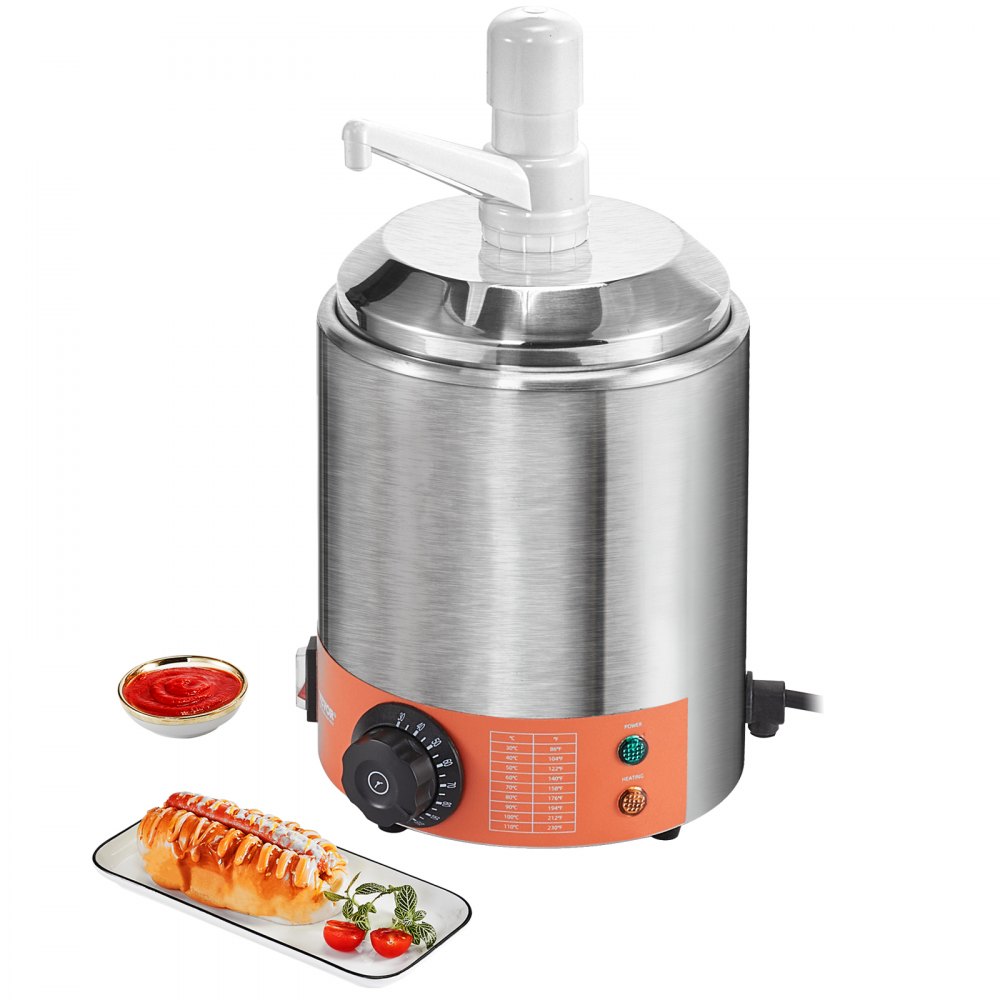 Hand Cheese Machine VEVOR Electric Cheese Dispenser with Pump, 2.3 Qt Commercial Hot Fudge ...