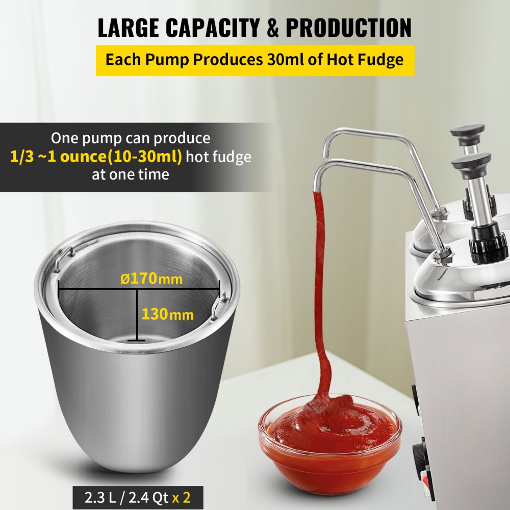 VEVOR Cheese Dispenser with Pump 5.28 Qt Capacity Hot Cheese Warmer