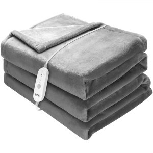 Couverture Chauffante Électrique 130x180 Cm - Double Face Polaire/Flanelle, 6 Niveaux, Arrêt Auto, Lavable
