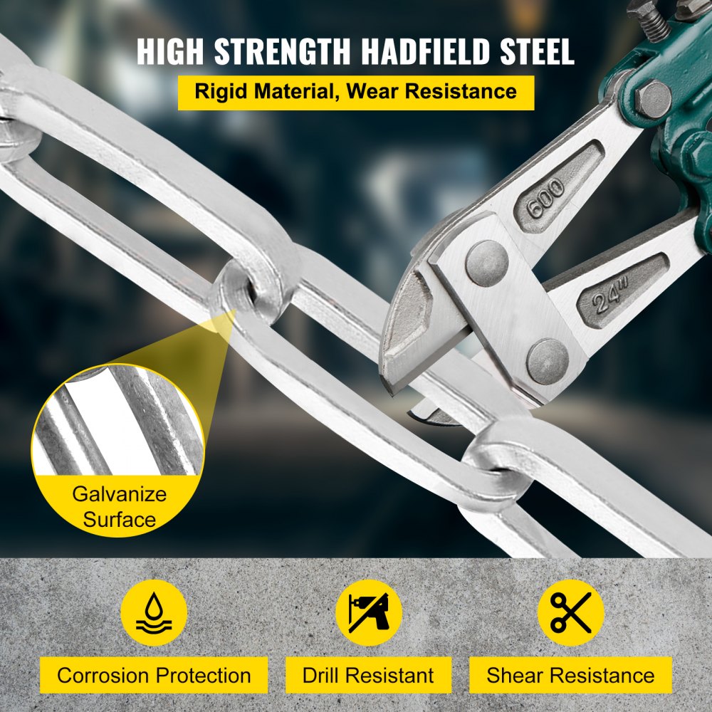 VEVOR Heavy Duty Chain Lock, 1/2 Inch x 4.42 Foot Security Chain and ...