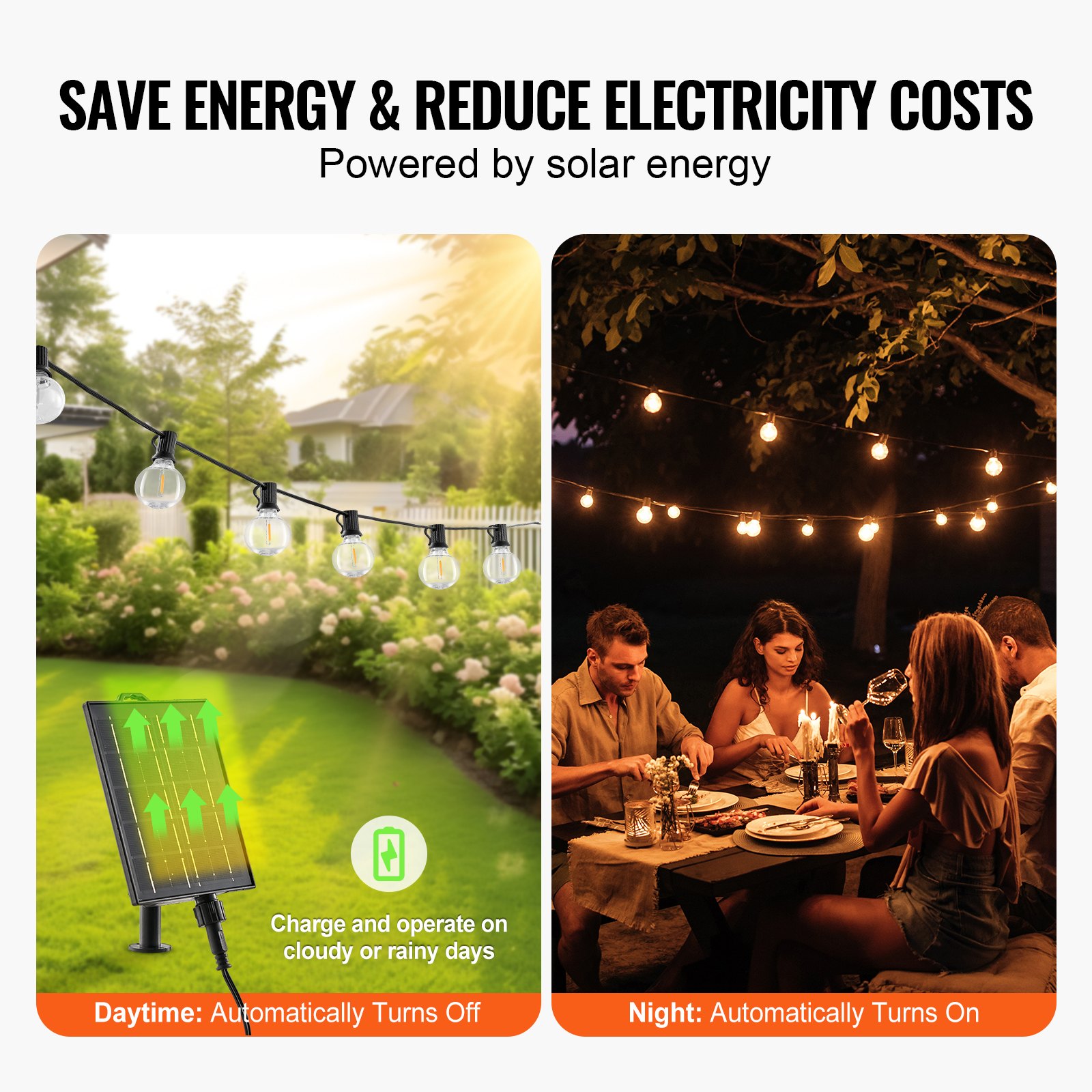 Vector Solar String Light VEVOR Hanging String Lights — Solar Outdoor Patio Decor