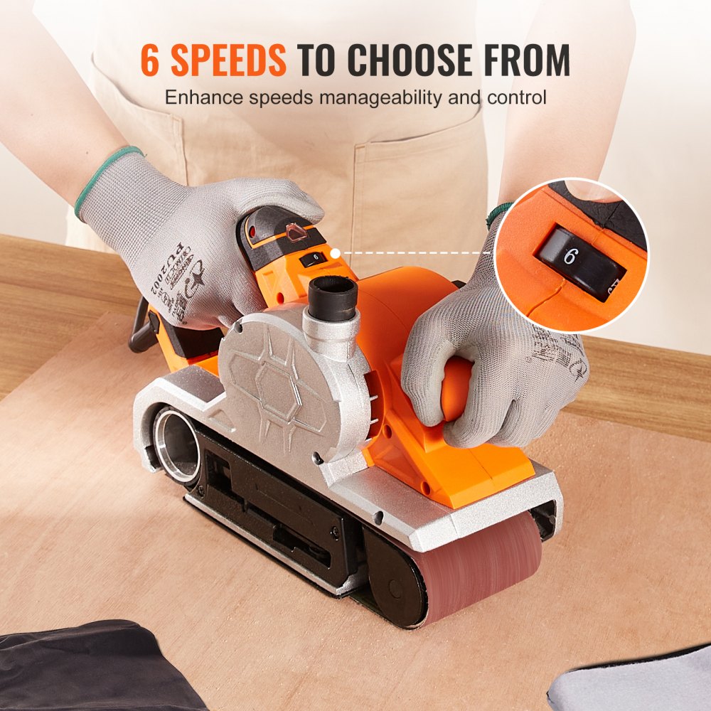 VEVOR 10AMP Belt Sander, 4" x 24" Belt Sanders for Woodworking with 6 ...
