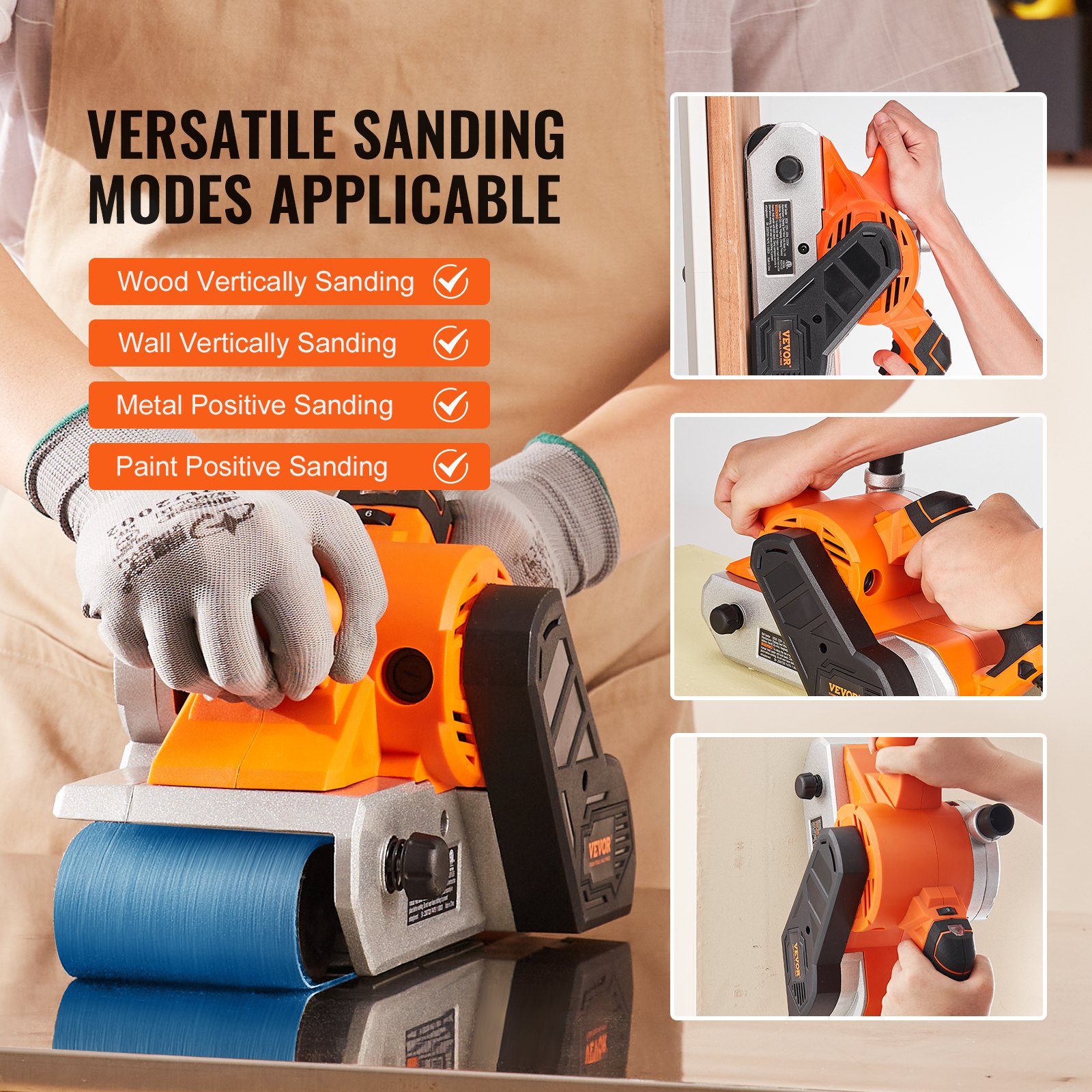 VEVOR 7AMP Belt Sander, 3 x 21 Belt Sanders for Woodworking with 6 Speeds 152-320 m/min, Powerful Bench Sander Machine with 2 in 1 Vacuum Adapter, Dust Bag, 80 Grit Sanding Belt - TikTok