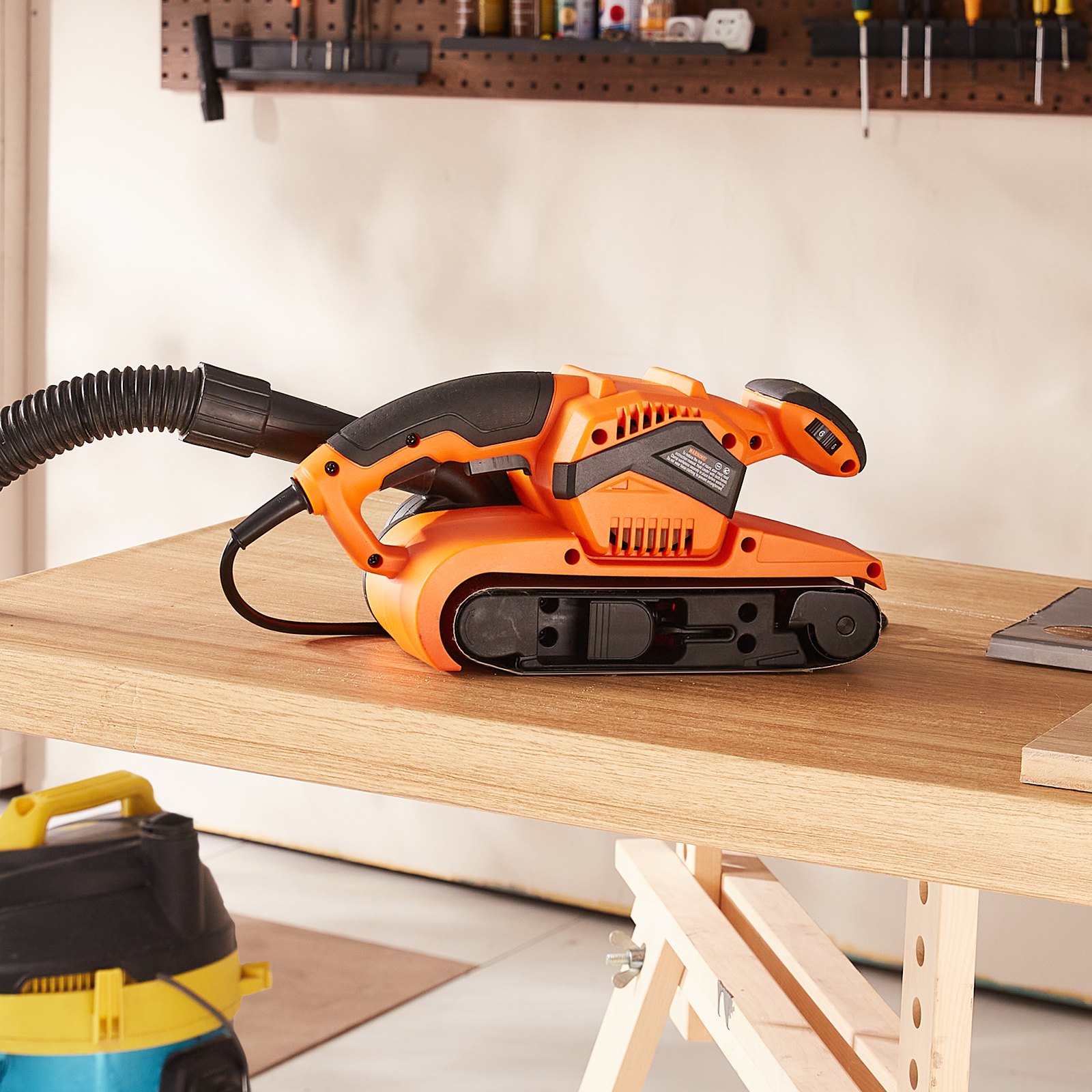 7AMP Belt Sander, 3 x 21 Belt Sanders for Woodworking with 6 Speeds 152-320 m/min, Powerful Bench Sander Machine with 2 in 1 Vacuum Adapter, Dust Bag, 80 Grit Sanding Belt | US