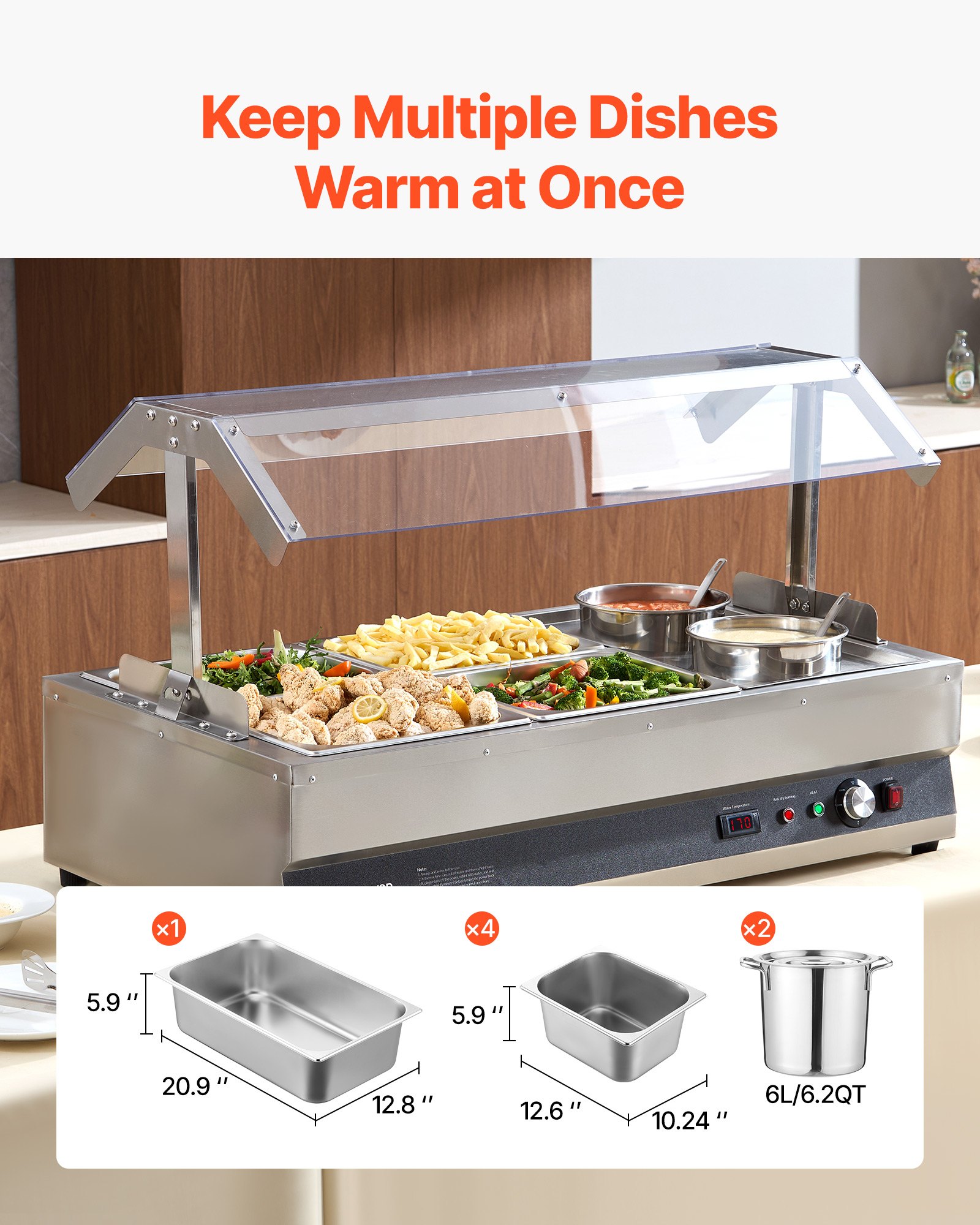 VEVOR Soup Warmer for Restaurant - 1500W, Two 6.34QT Pots