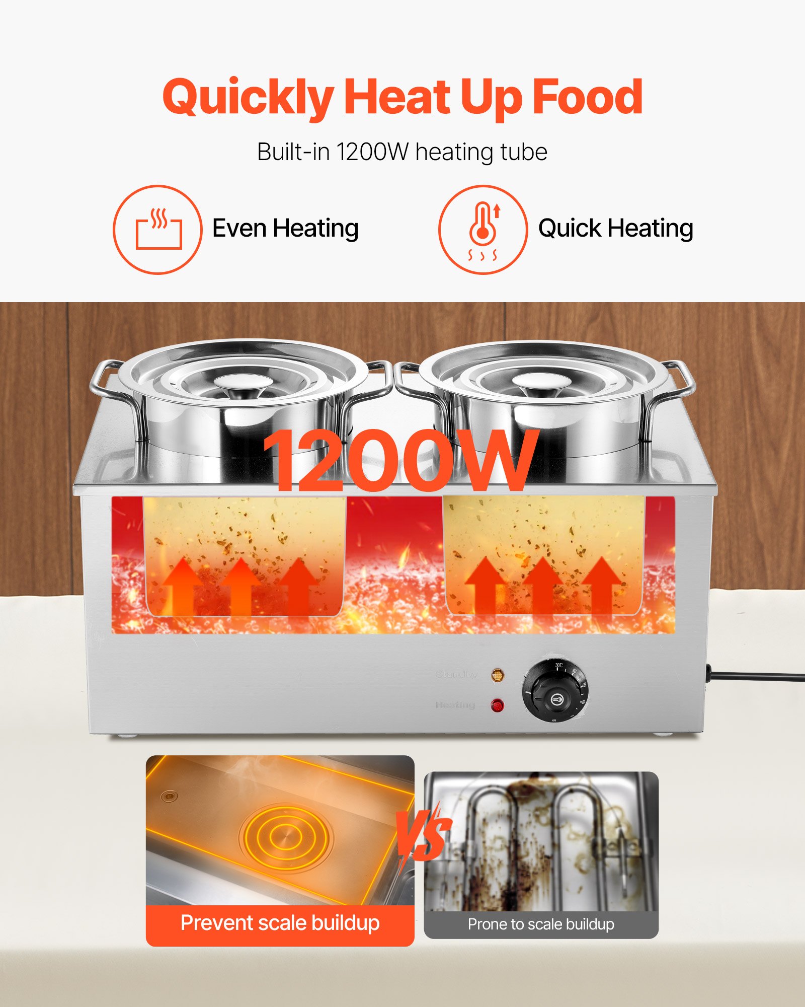 VEVOR Commercial Soup Warmer – 2x6.34 qt pots, 1200W