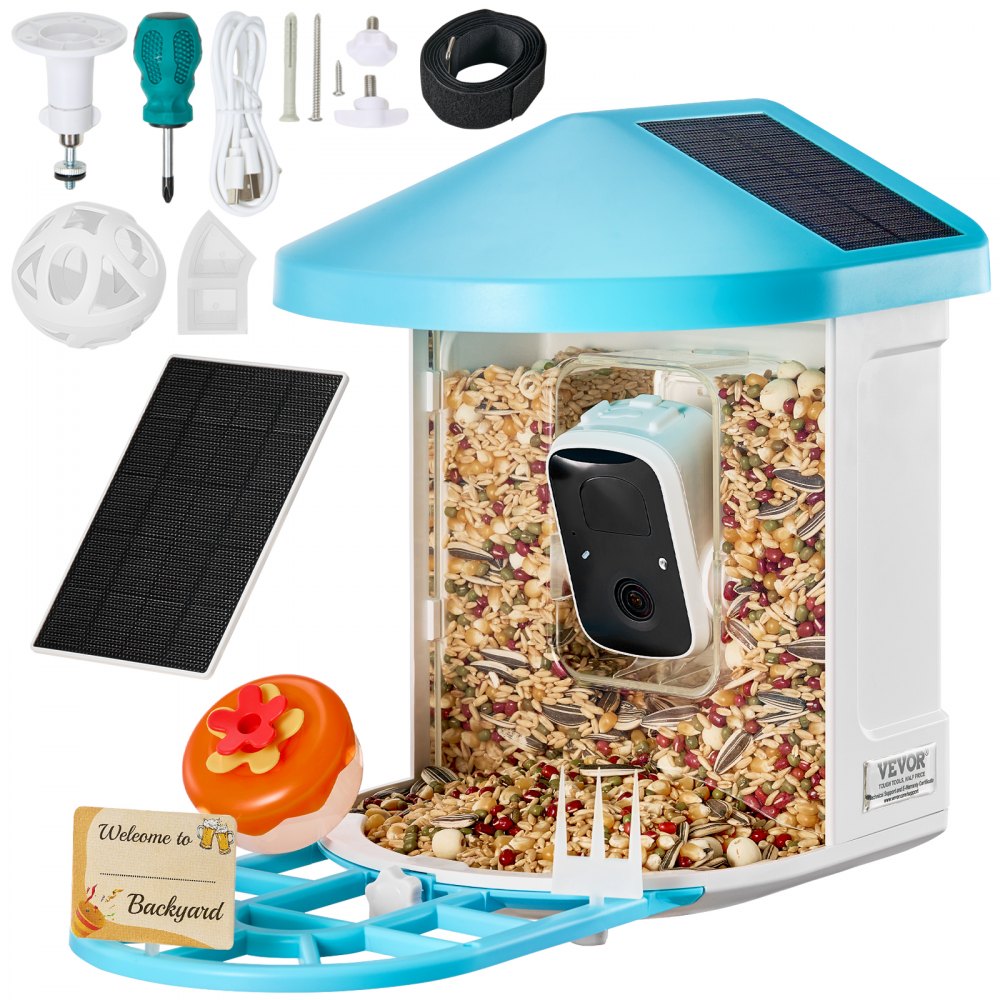 VEVOR Smart Bird Feeder with Camera AI Identify 10000+ Bird Specie Solar-Powered - Multicolor 1