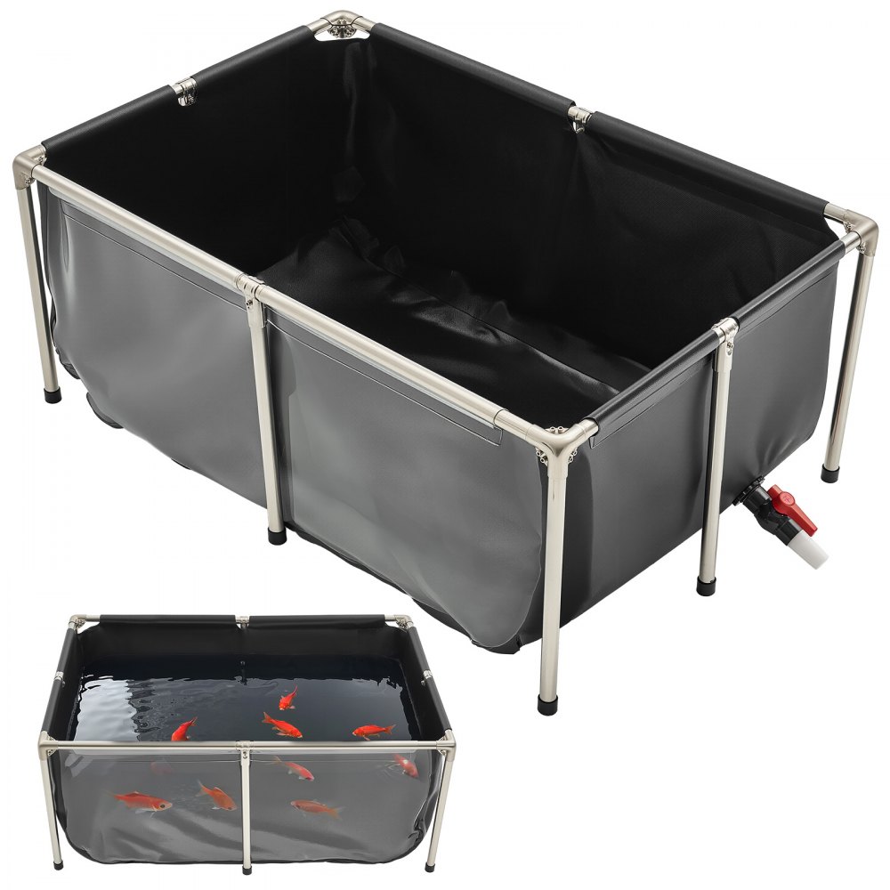VEVOR Canvas Fish Pond, 480 L Above Ground Fish Pond, PVC Koi Tank with ...