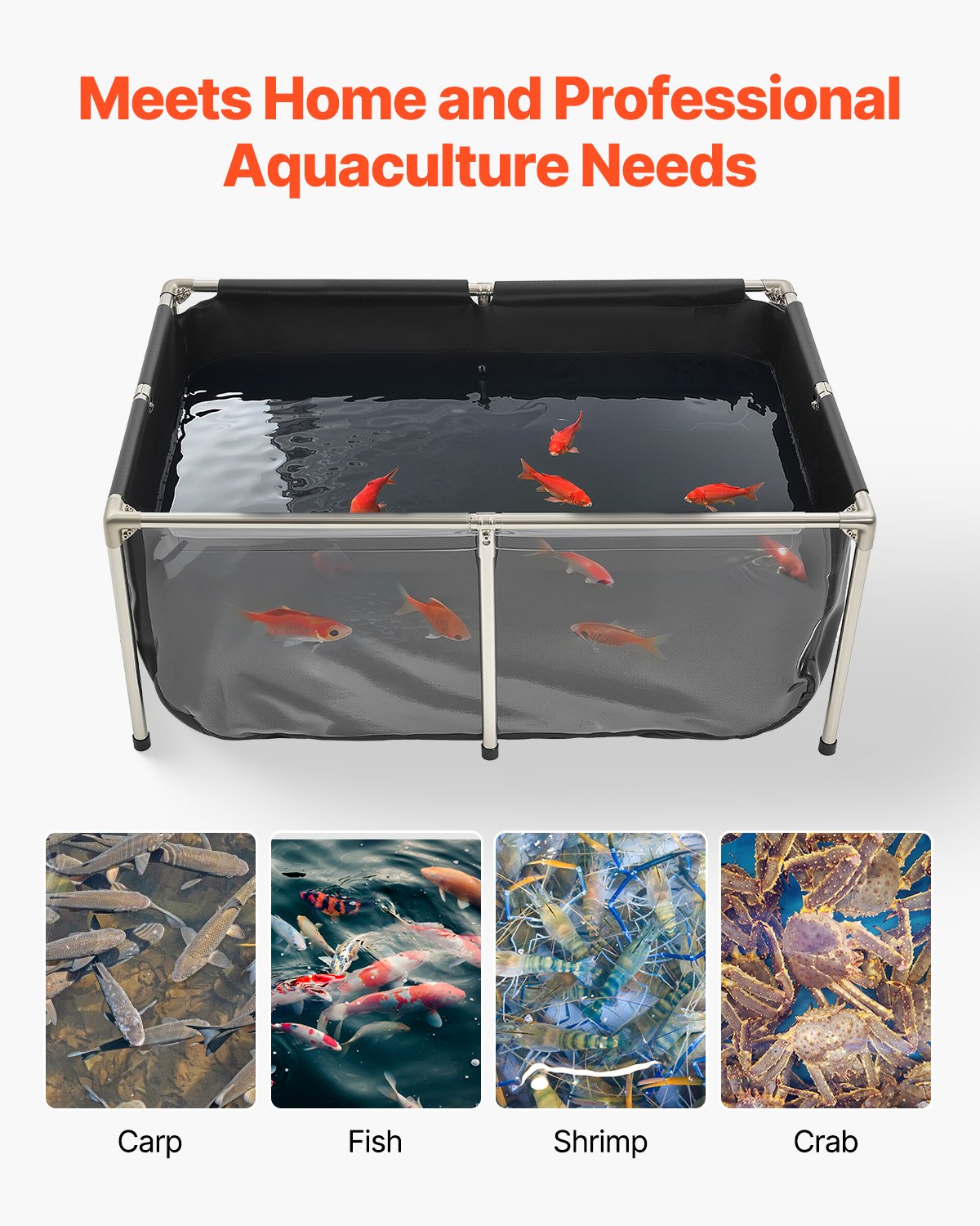 VEVOR Canvas Fish Pond – 126.8 Gal, PVC Tank, 47x31in