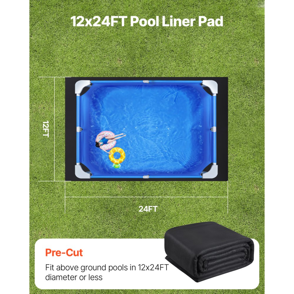 VEVOR Pool Liner Floor Pad – 12x24ft, 180g/m², Geotextile