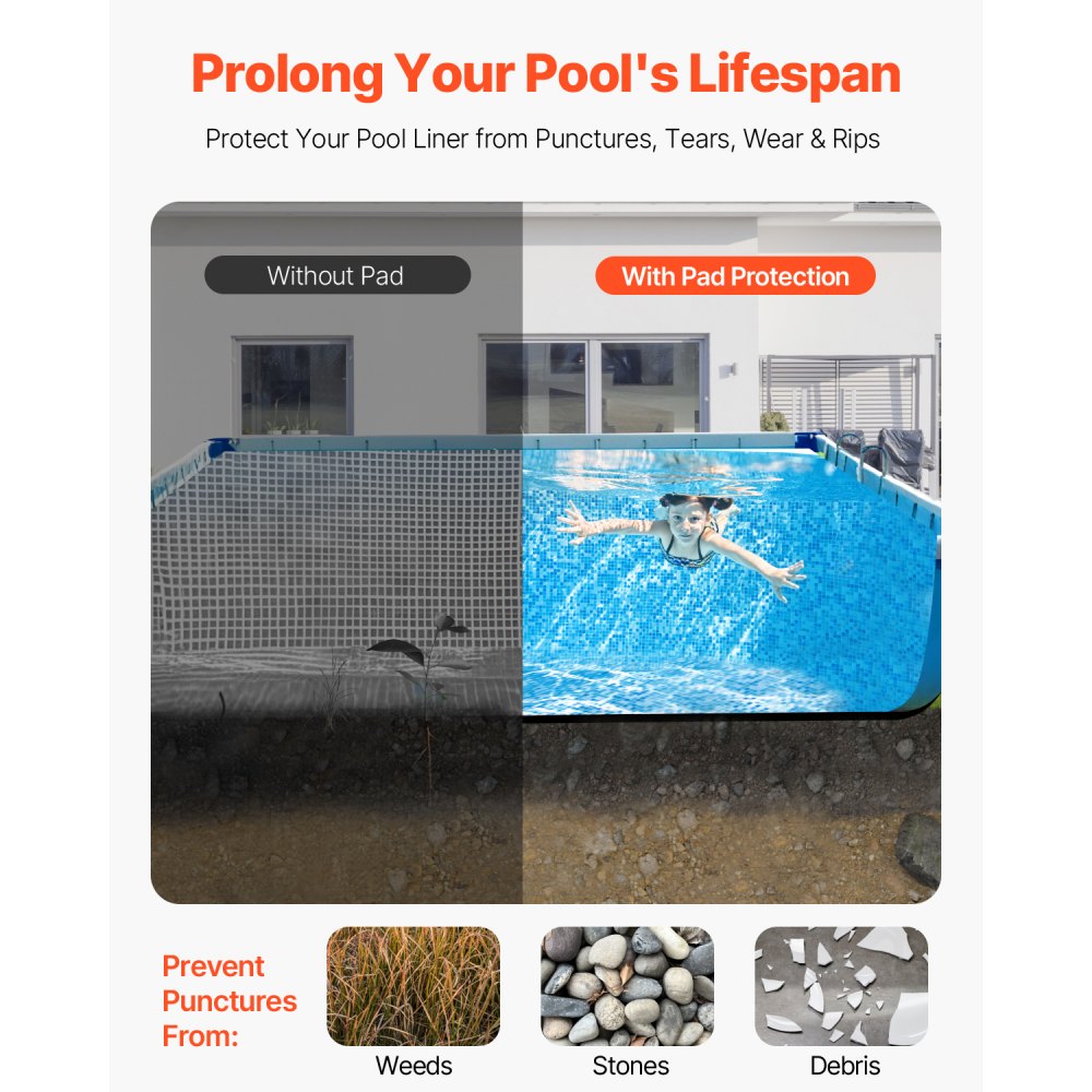 VEVOR Above Ground Pool Liner Pad – 16×32 ft, Extra-Thick