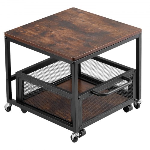 Mini Fridge Stand 198lbs with Storage Cart & Swivel Wheels Dark Brown ...