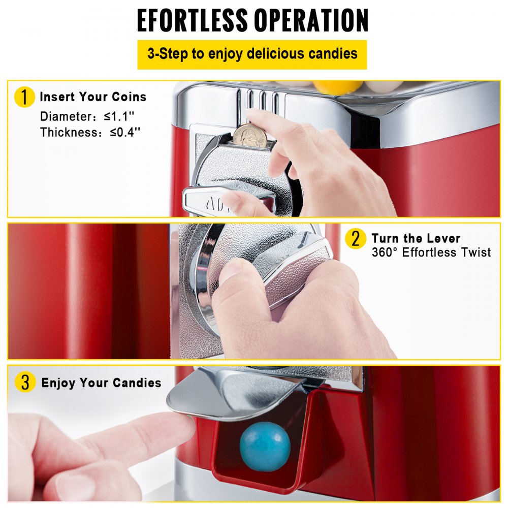 VEVOR Vending Machine, Classic Gumball Bank, Huge Load Capacity Candy ...