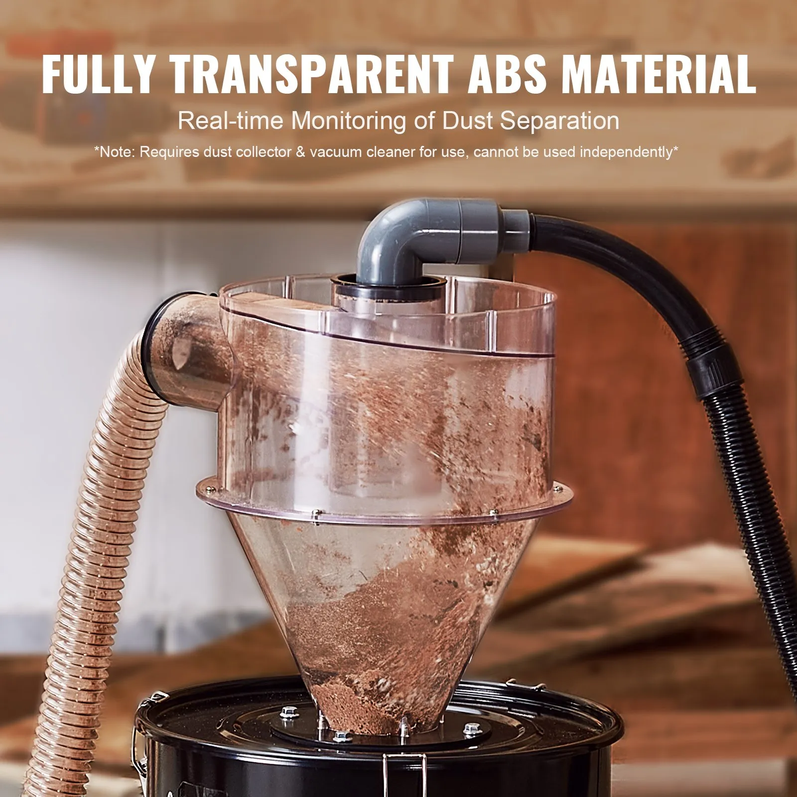 VEVOR Cyclone Dust Separator w/ Tank Vacuum Cleaner Separator 4