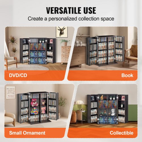 VEVOR Media Storage Cabinet, DVD Cabinet with Doors and Shelves