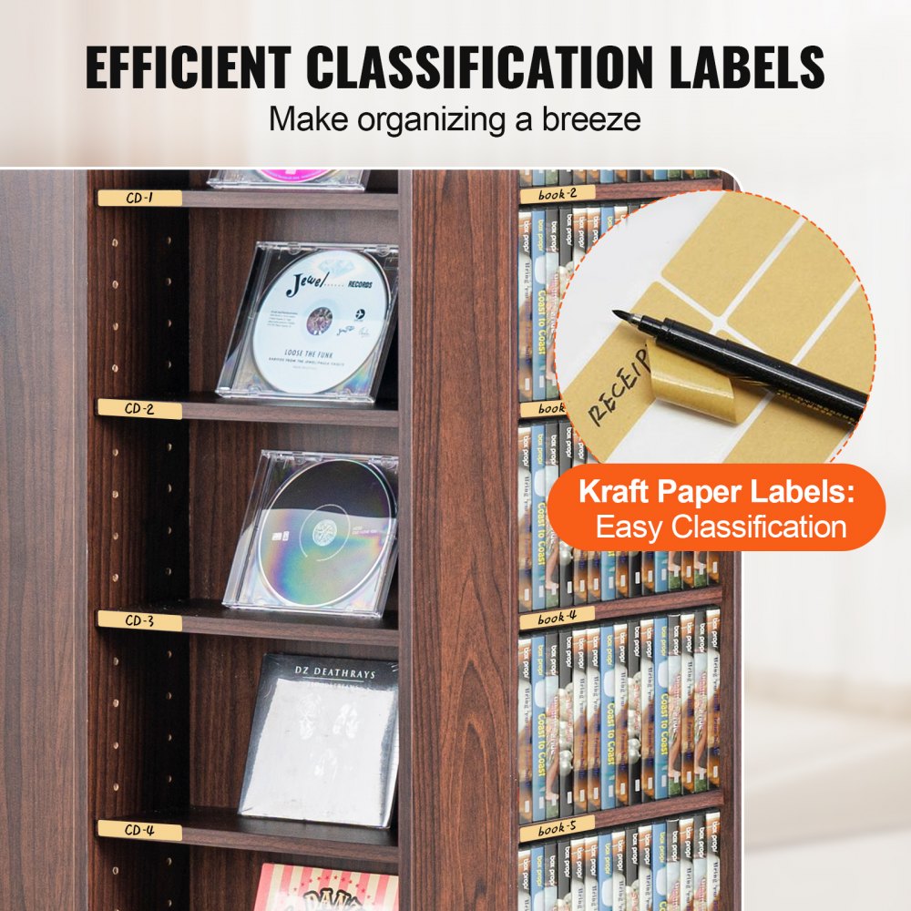 VEVOR Media Storage Cabinet, 4-Layer DVD Shelf Holds 1040 CDs ...