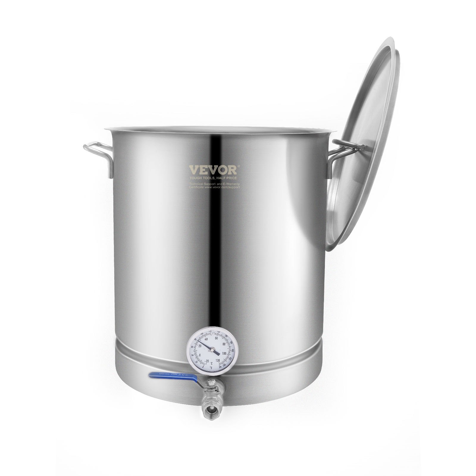 VEVOR Stainless Steel Kettle, 16 GALLON Brewing Pot, Tri Ply Bottom for ...