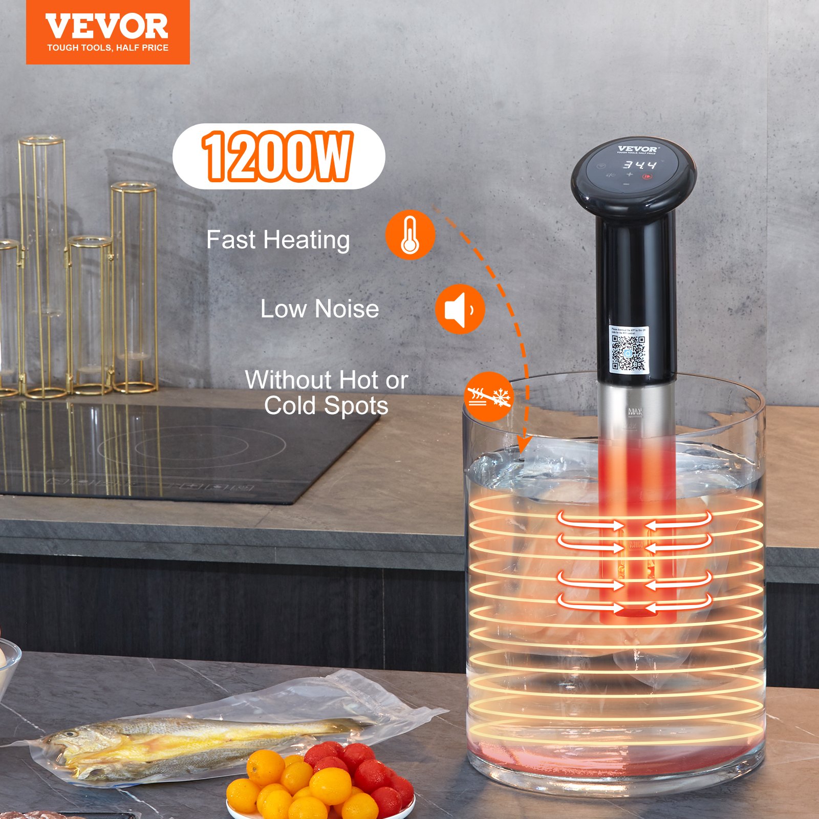 VEVOR Sous Vide Machine, Bluetooth WiFi Connect App Control Sous Vide