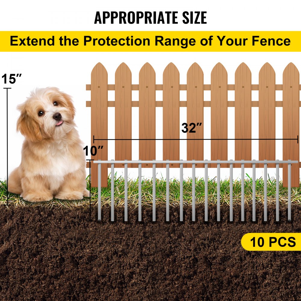 VEVOR 10 Pack Animal Barrier, 10"x32" Dog Fence Barrier, Q235 Iron No
