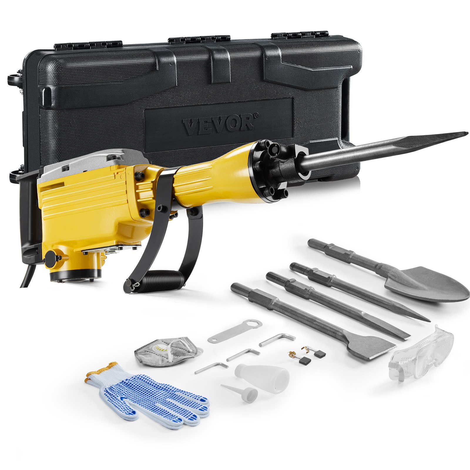 VEVOR Electric Jack Hammer — 360° Handle & 4 Chisel Bits