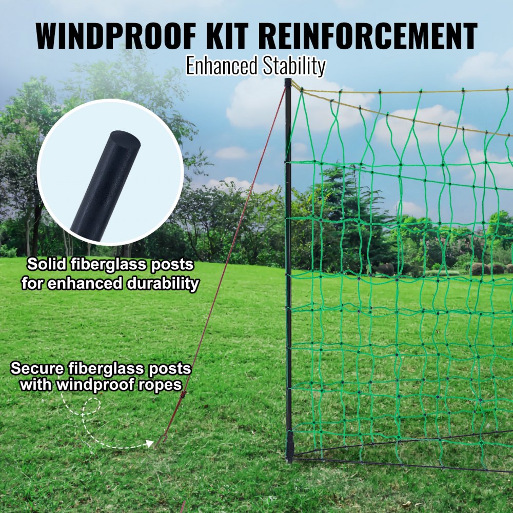 VEVOR Electric Fence Netting, 35" H x 164' L, PE Net Fencing with Posts & DoubleSpiked Stakes