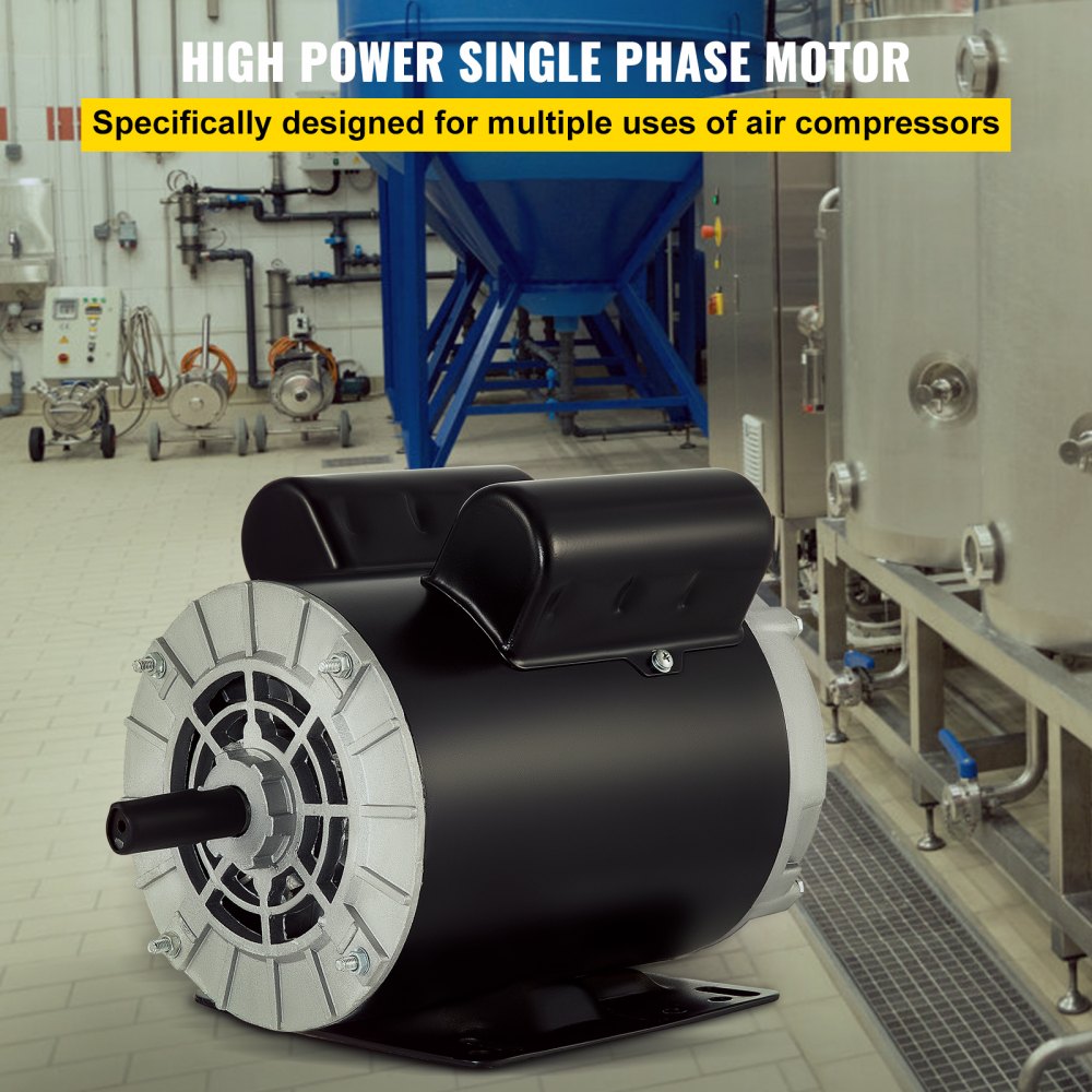 VEVOR Air Compressor Electric Motor, 5 HP SPL 3450 RPM, 208-230 Volt 3.1 KW  Single Phase, 56 Frame 5/8