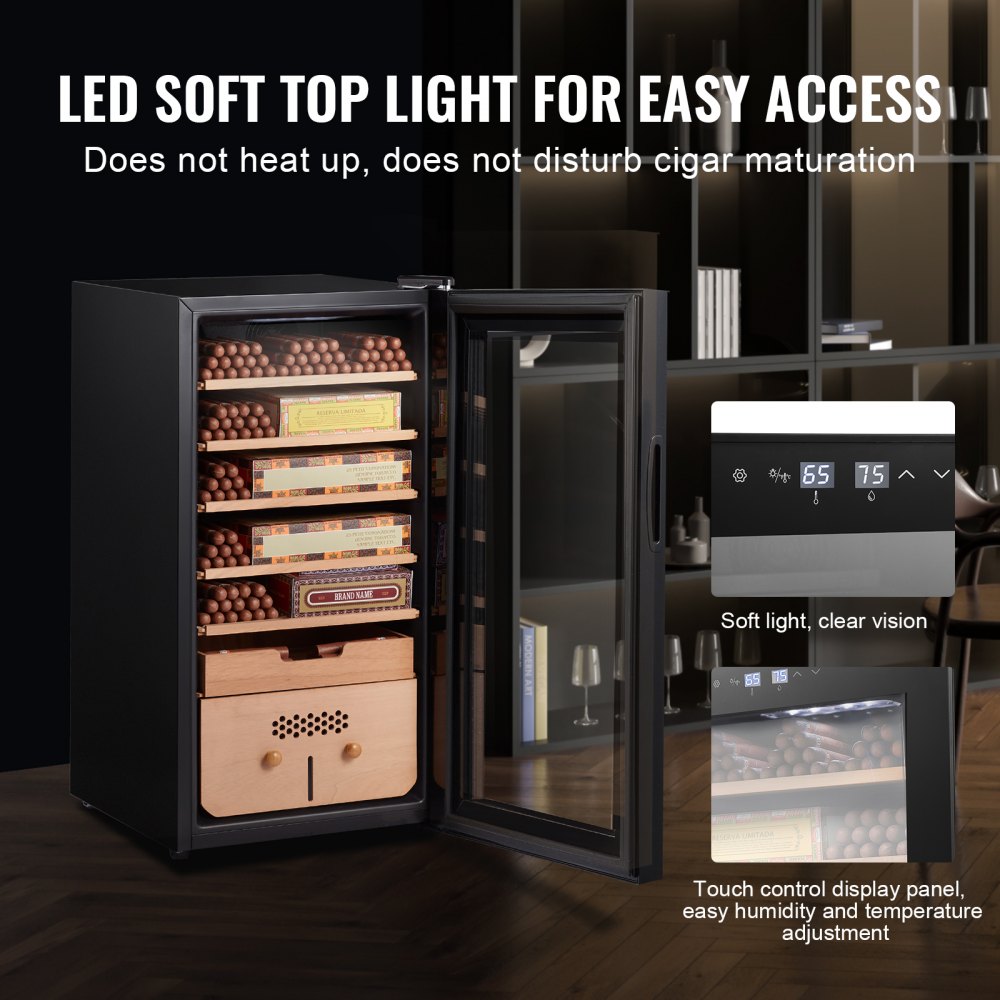 VEVOR Electric Cigar Humidor, 82L Cigar Humidor Cabinet with Cooling ...