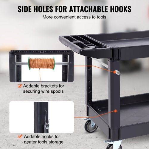 VEVOR Utility Service Cart, 2 Shelf 550LBS Heavy Duty