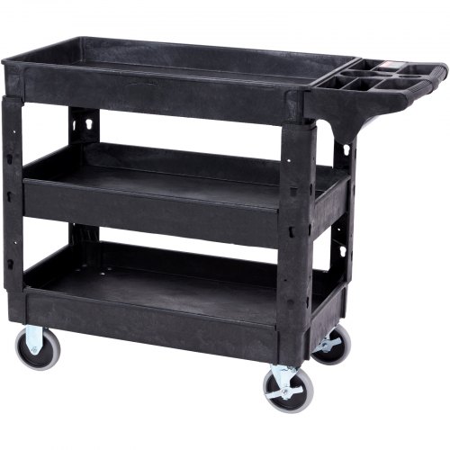 VEVOR Utility Service Cart, 3 Shelf 550LBS Heavy Duty Plastic Rolling ...