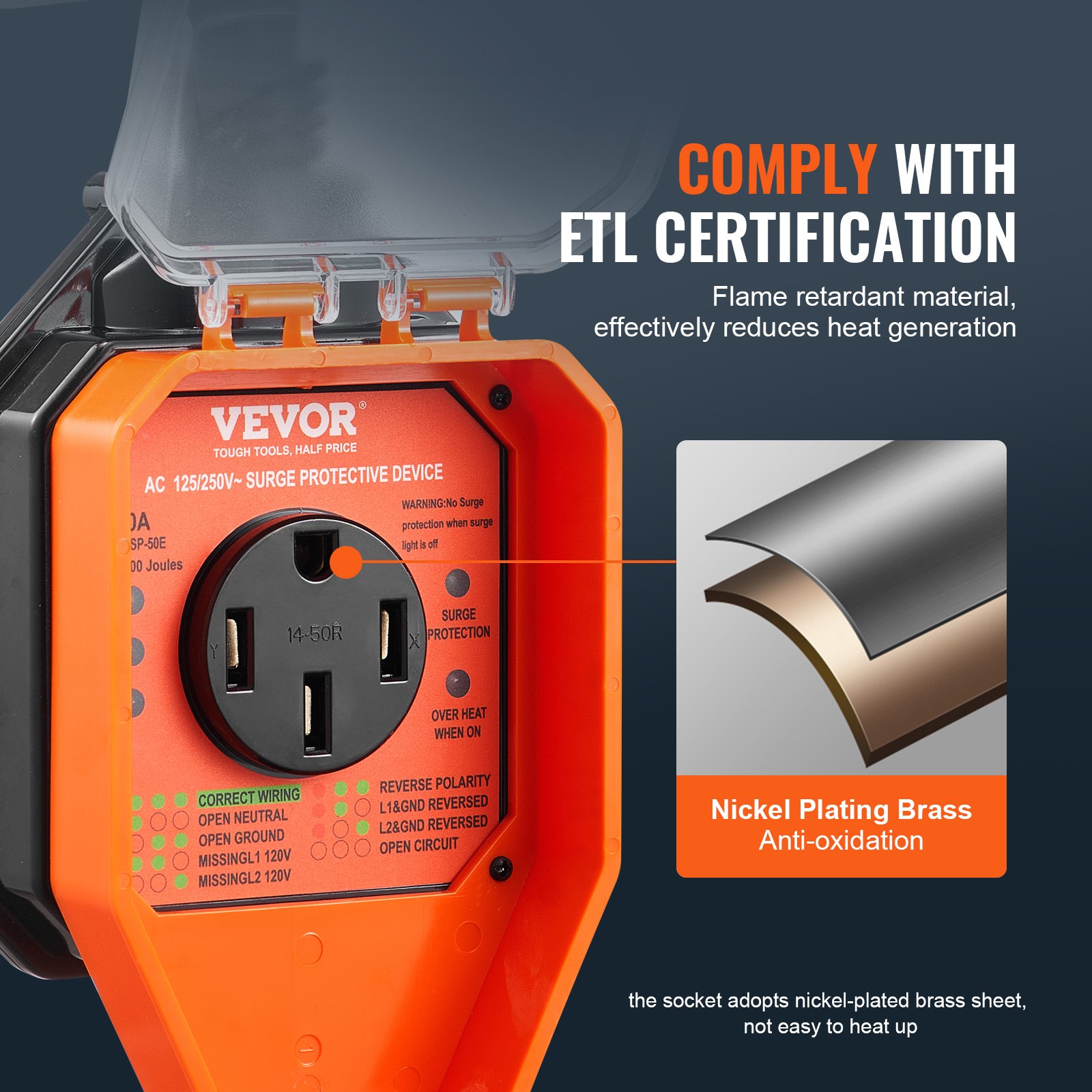 VEVOR RV Surge Protector, 50 Amp, 4800 Joules RV Voltage Protector ...