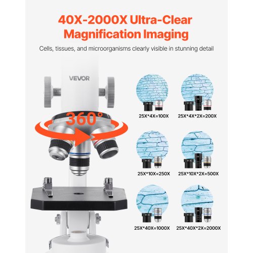 Biological Microscope For Adults Kids Microscope Kit 40X-2000X ...