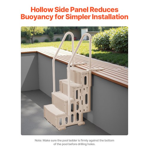 Rustic Pool Ladder 4-Step Taupe Pool Ladder of Double Handrails Supports 400 lb for 48-54 ...
